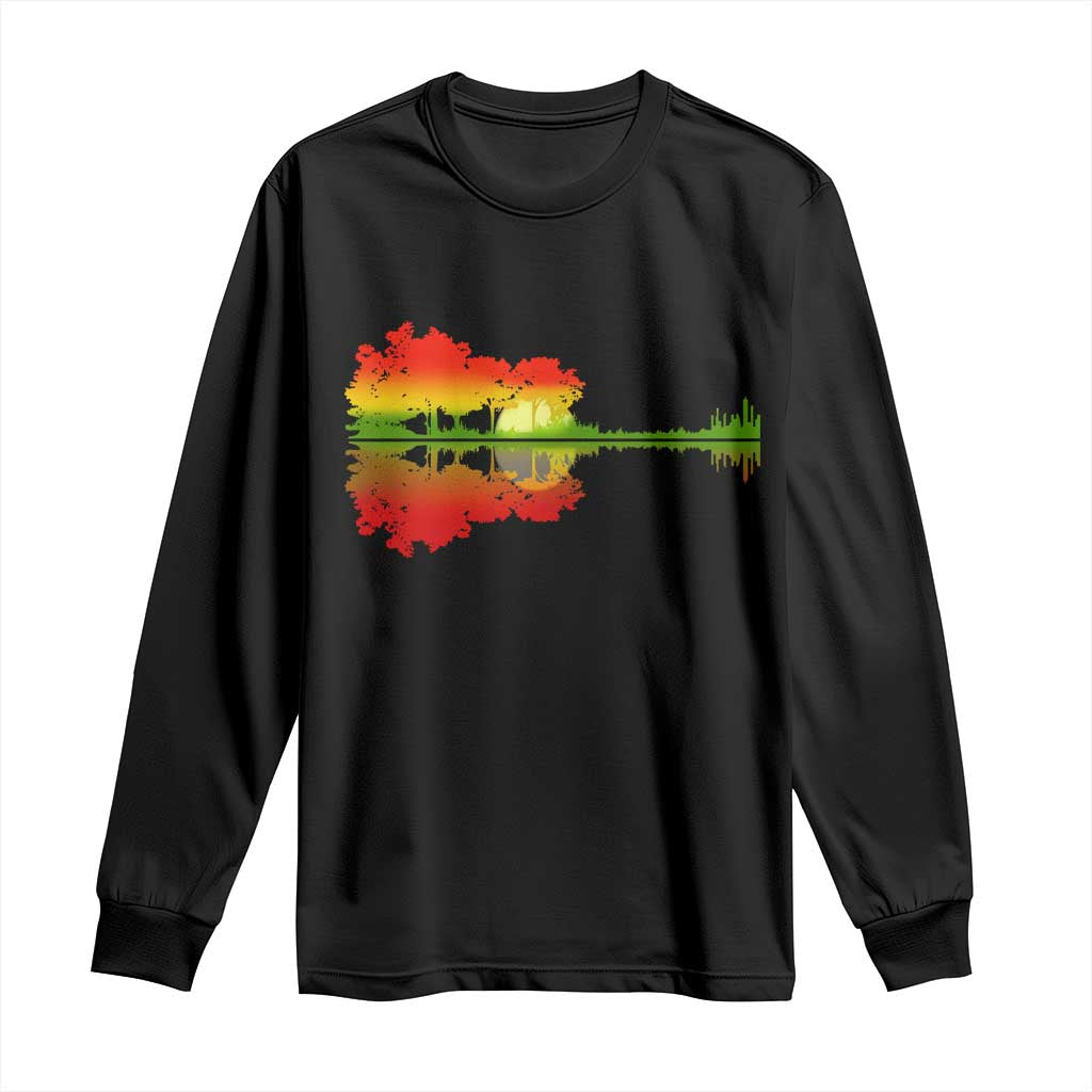 Reggae Music Guitar Lake Shadow Jamaica Rasta Long Sleeve Shirt - Wonder Print Shop