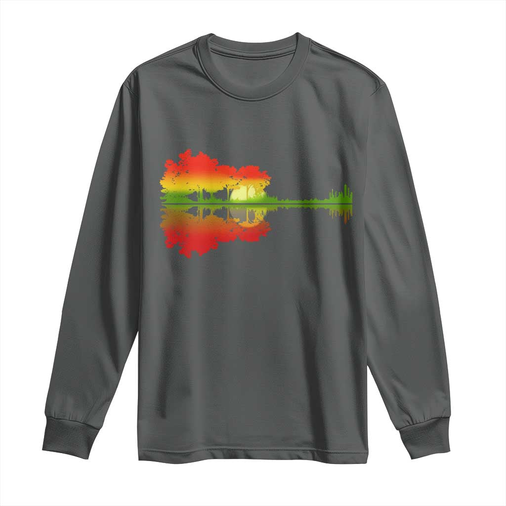 Reggae Music Guitar Lake Shadow Jamaica Rasta Long Sleeve Shirt - Wonder Print Shop