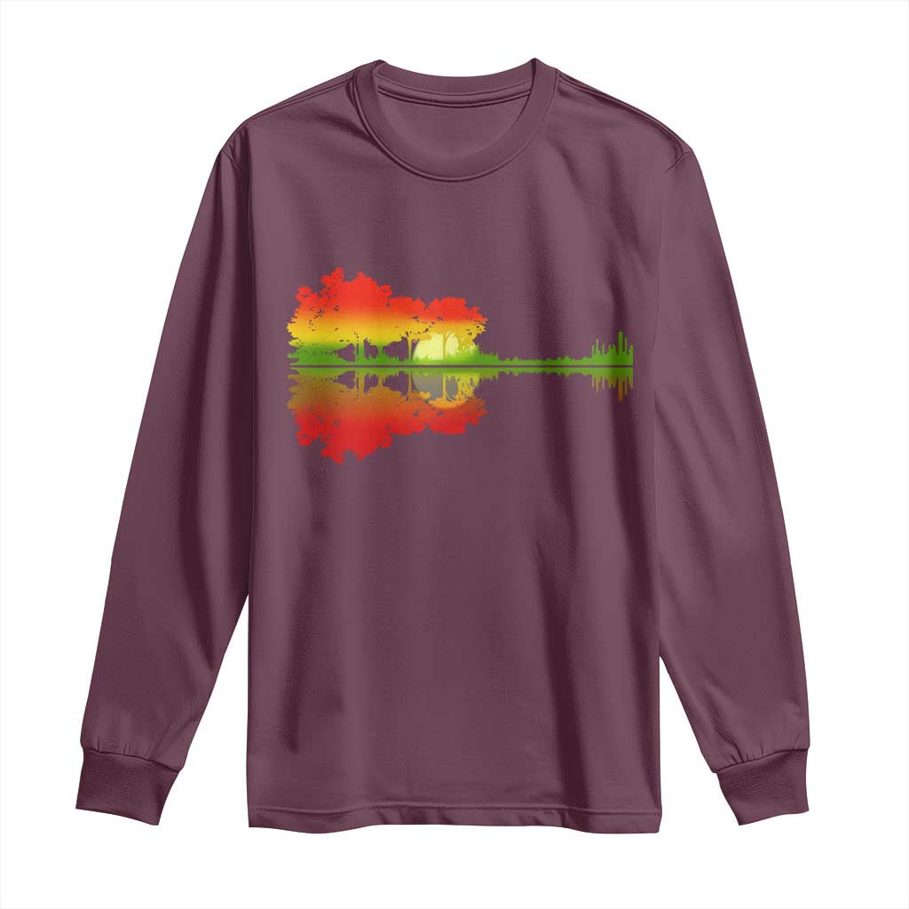 Reggae Music Guitar Lake Shadow Jamaica Rasta Long Sleeve Shirt - Wonder Print Shop
