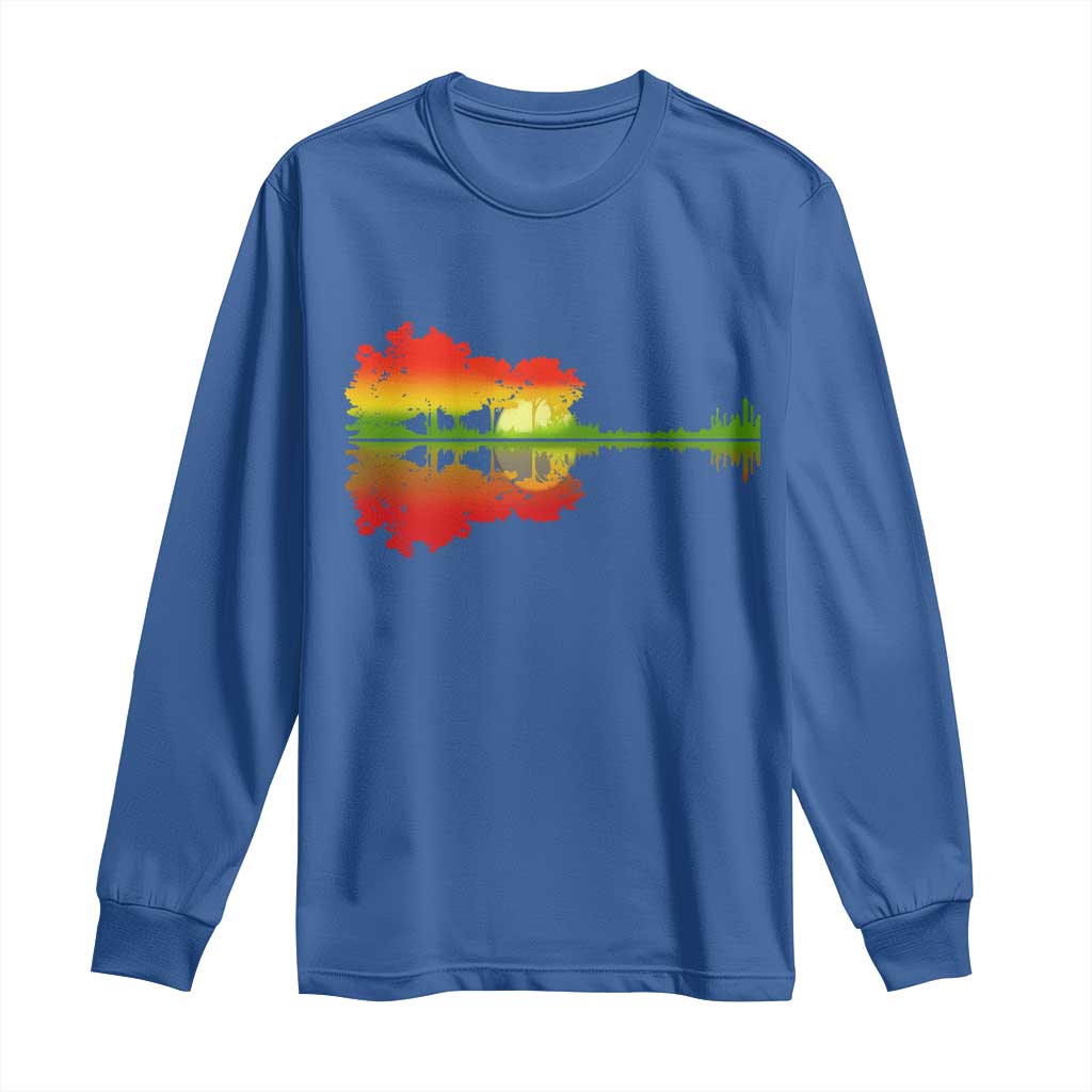 Reggae Music Guitar Lake Shadow Jamaica Rasta Long Sleeve Shirt - Wonder Print Shop