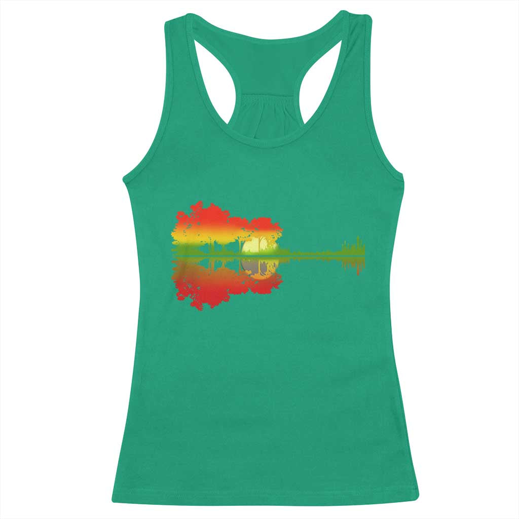 Reggae Music Guitar Lake Shadow Jamaica Rasta Racerback Tank Top - Wonder Print Shop