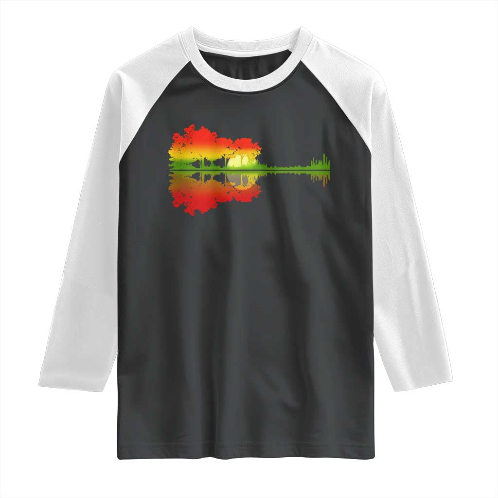 Reggae Music Guitar Lake Shadow Jamaica Rasta Raglan Shirt - Wonder Print Shop