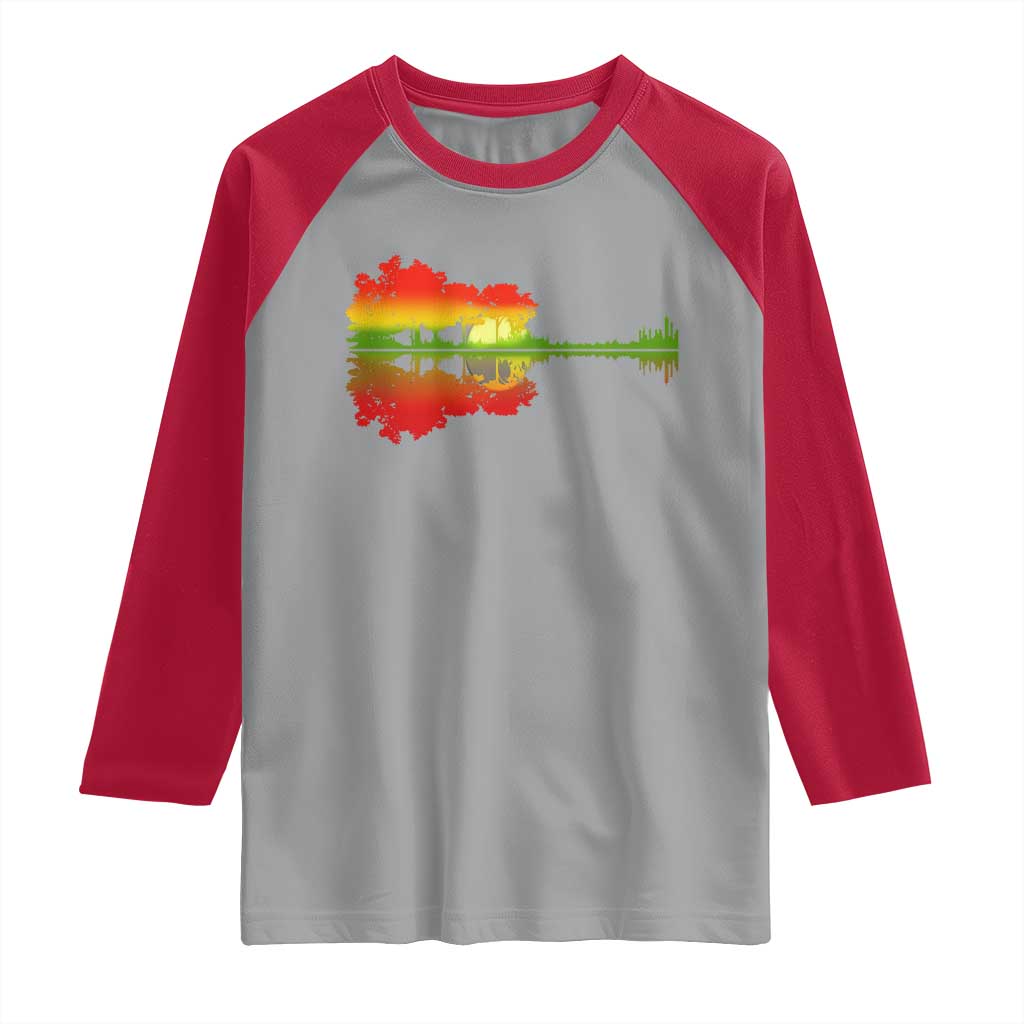Reggae Music Guitar Lake Shadow Jamaica Rasta Raglan Shirt - Wonder Print Shop