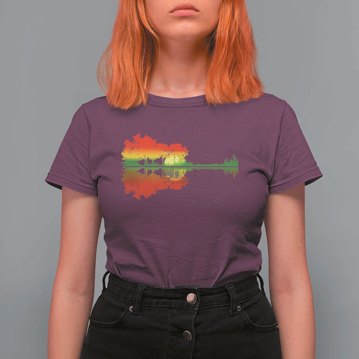 Reggae Music Guitar Lake Shadow Jamaica Rasta T Shirt For Women - Wonder Print Shop