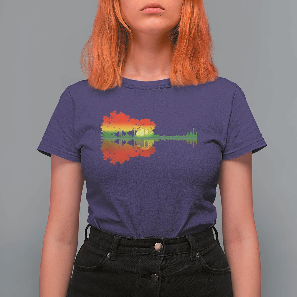 Reggae Music Guitar Lake Shadow Jamaica Rasta T Shirt For Women - Wonder Print Shop
