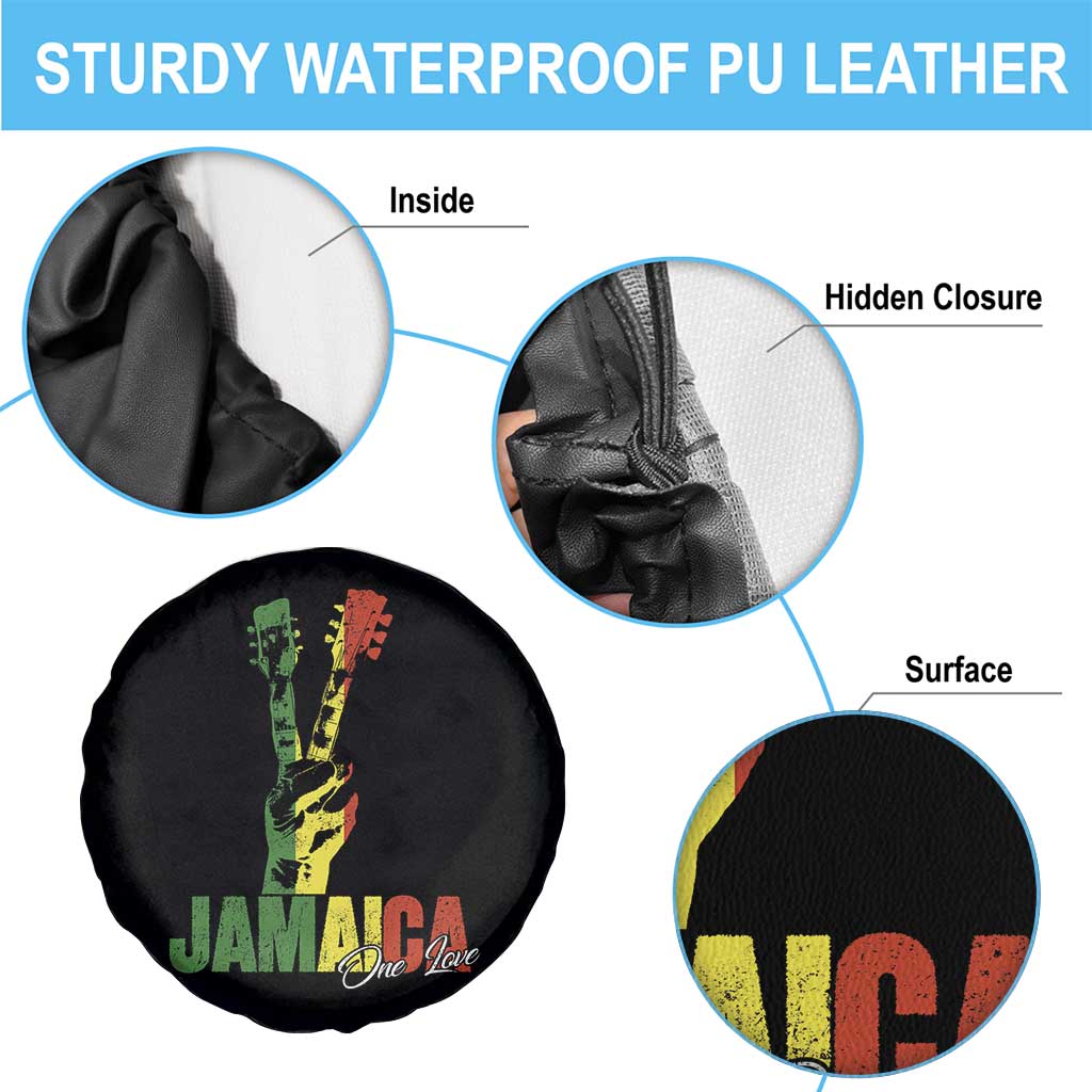 Jamaica One Love Reggae Music Spare Tire Cover Rasta Peace Hand Guitar - Wonder Print Shop