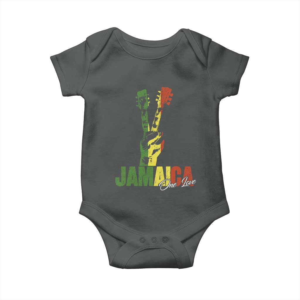 Jamaica One Love Reggae Music Baby Onesie Rasta Peace Hand Guitar - Wonder Print Shop