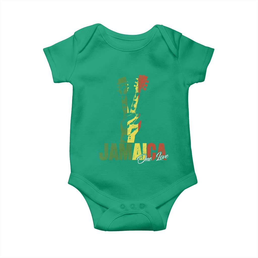 Jamaica One Love Reggae Music Baby Onesie Rasta Peace Hand Guitar - Wonder Print Shop