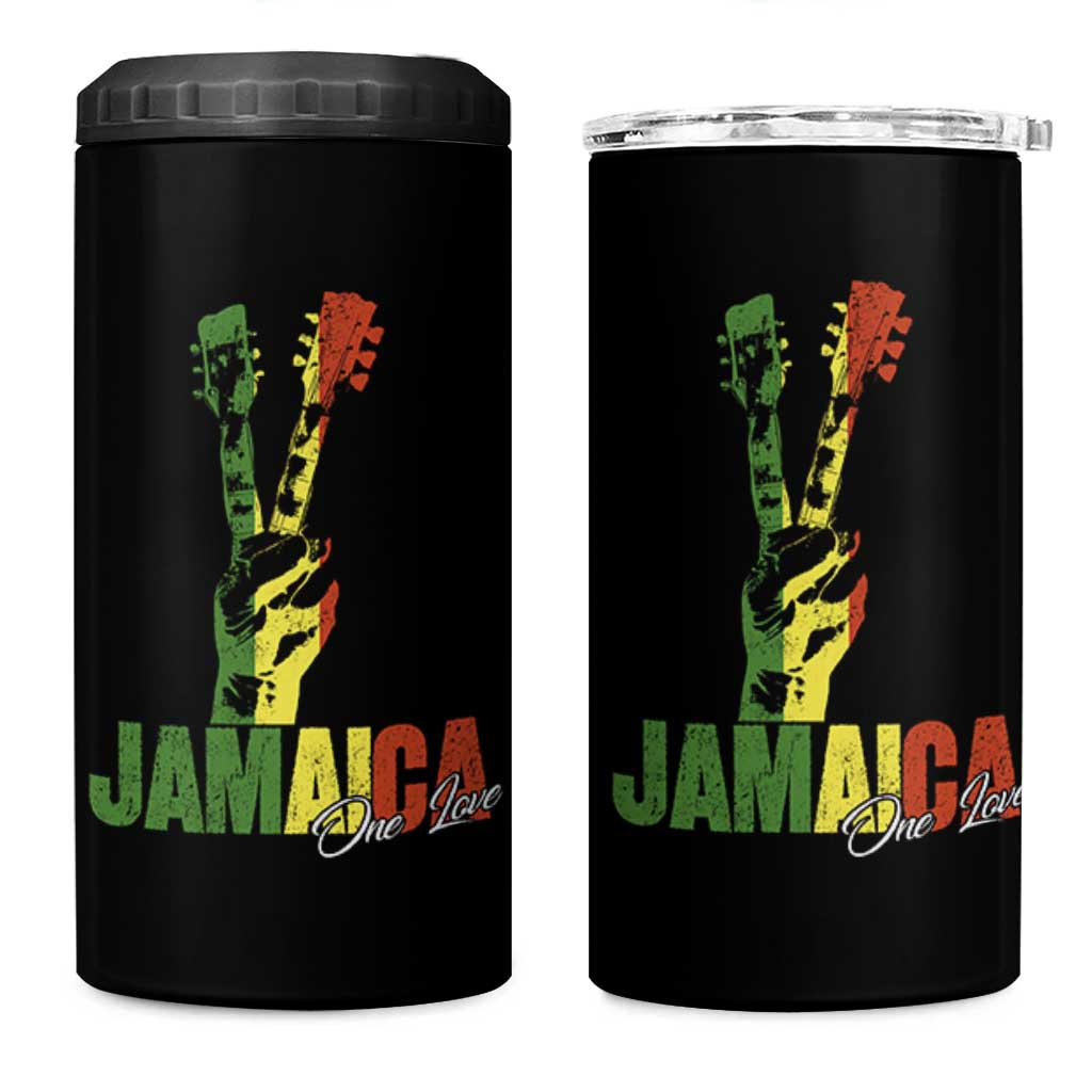 Jamaica One Love Reggae Music 4 in 1 Can Cooler Tumbler Rasta Peace Hand Guitar - Wonder Print Shop