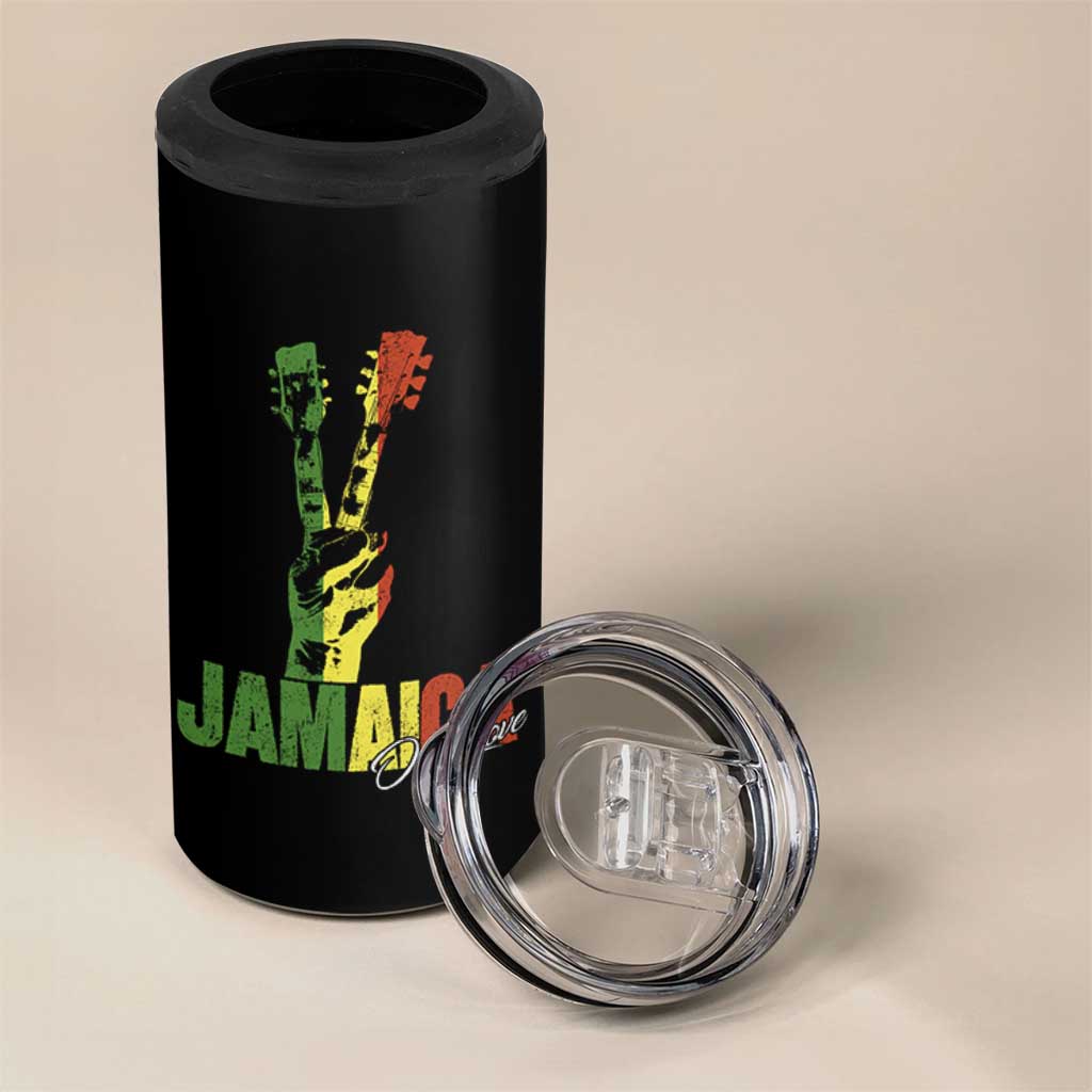Jamaica One Love Reggae Music 4 in 1 Can Cooler Tumbler Rasta Peace Hand Guitar - Wonder Print Shop