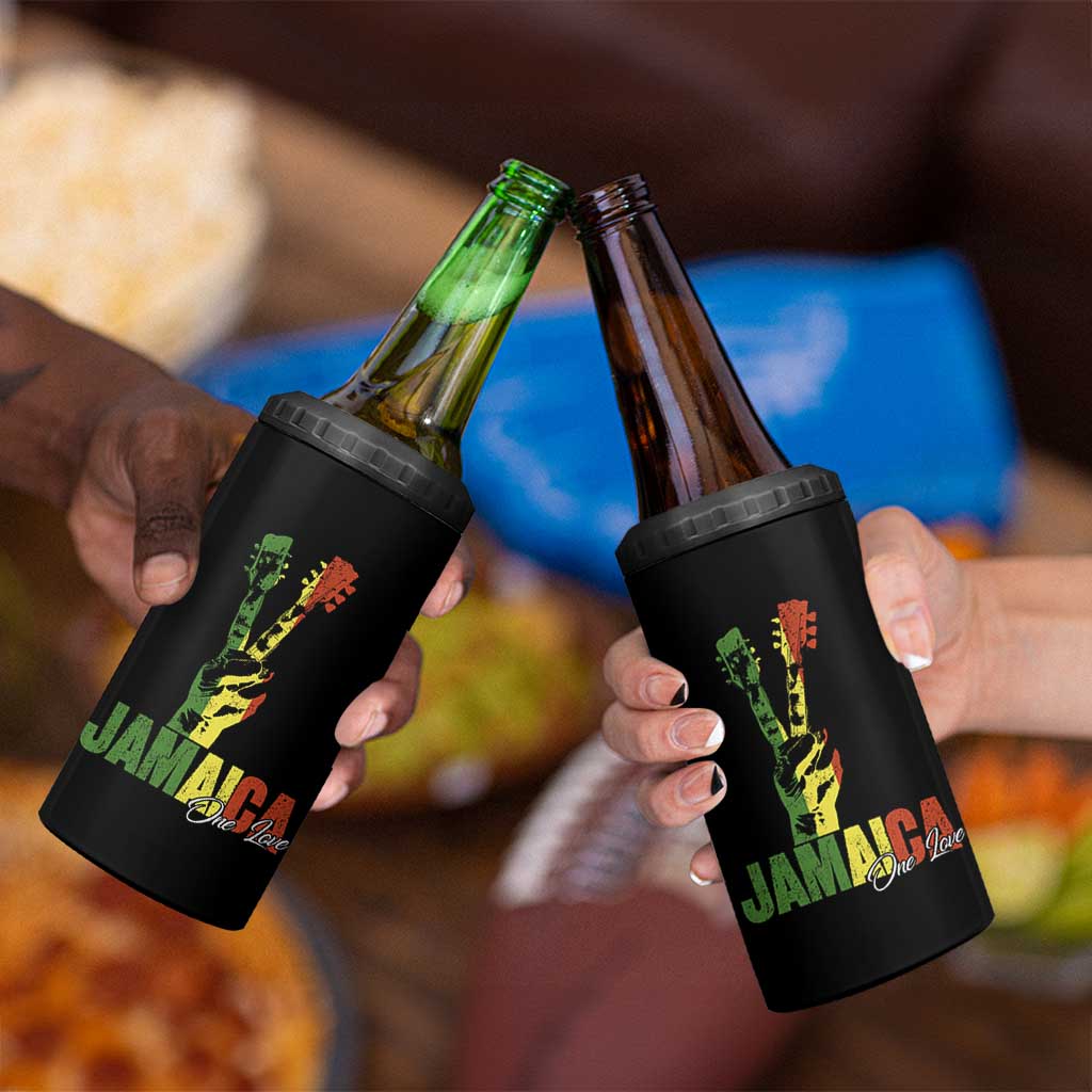 Jamaica One Love Reggae Music 4 in 1 Can Cooler Tumbler Rasta Peace Hand Guitar - Wonder Print Shop
