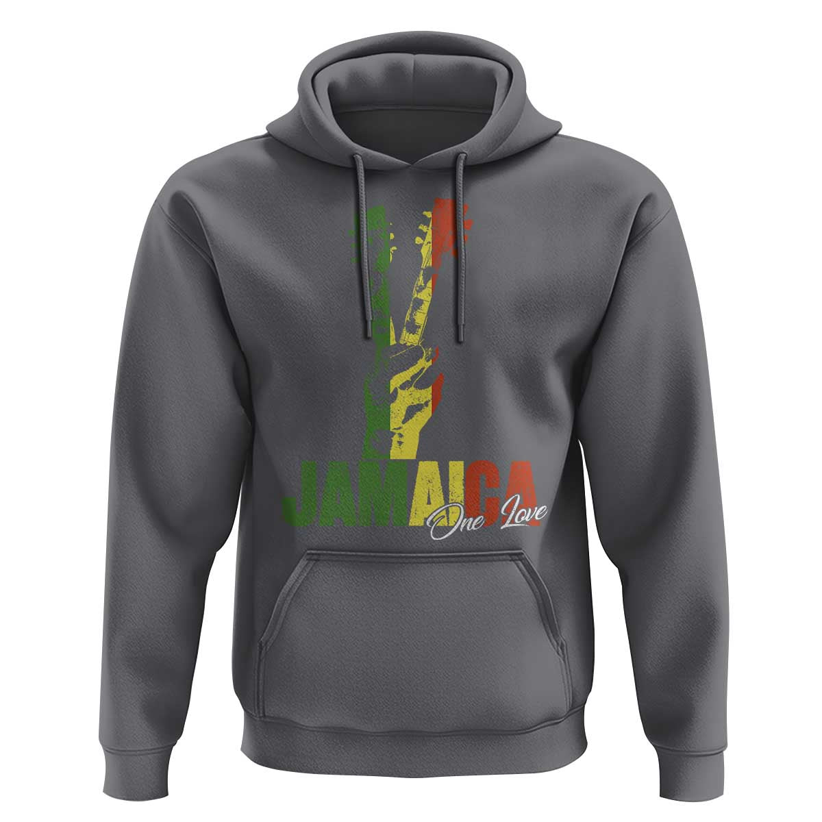 Jamaica One Love Reggae Music Hoodie Rasta Peace Hand Guitar - Wonder Print Shop