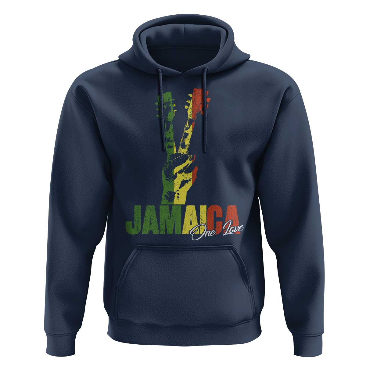 Jamaica One Love Reggae Music Hoodie Rasta Peace Hand Guitar - Wonder Print Shop