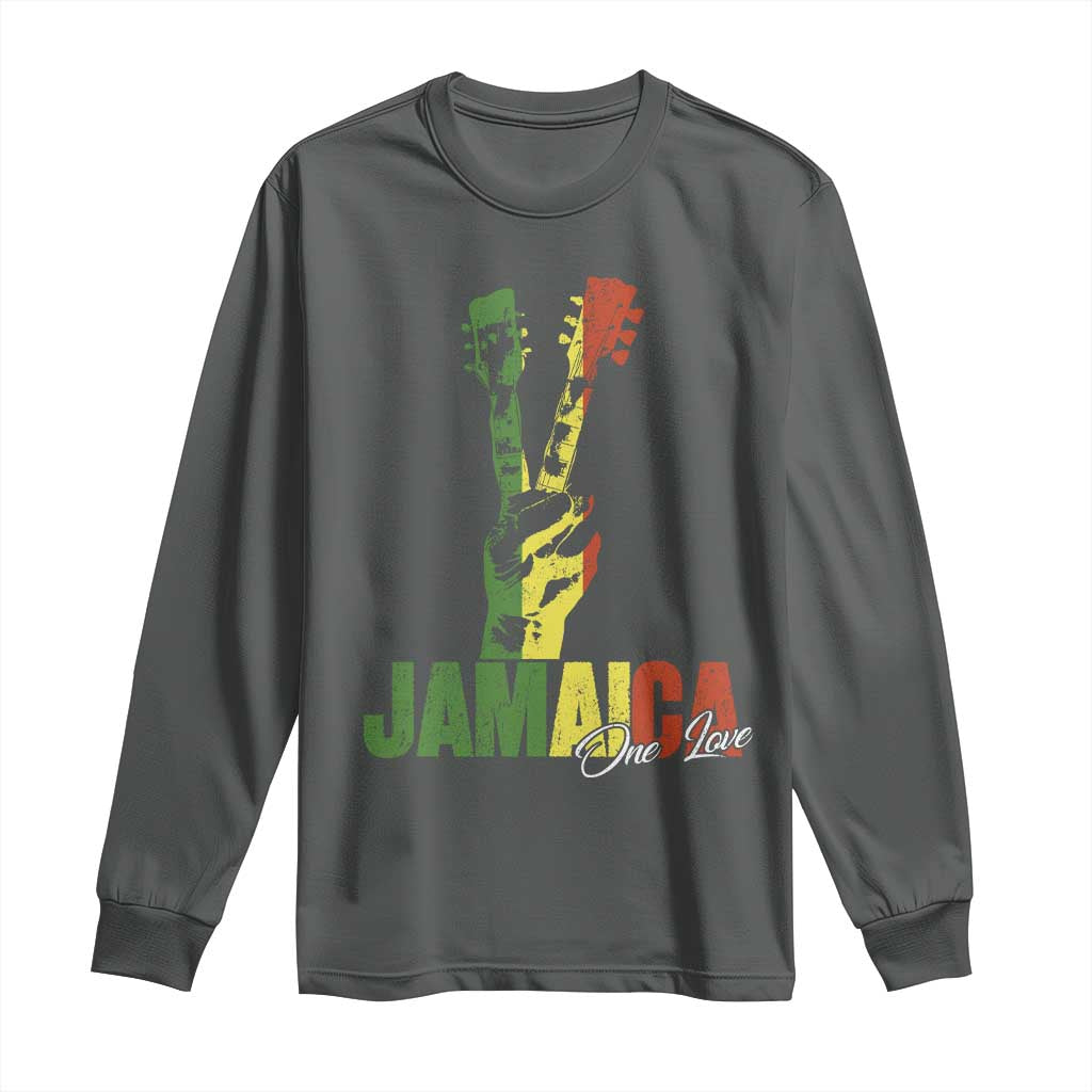 Jamaica One Love Reggae Music Long Sleeve Shirt Rasta Peace Hand Guitar - Wonder Print Shop