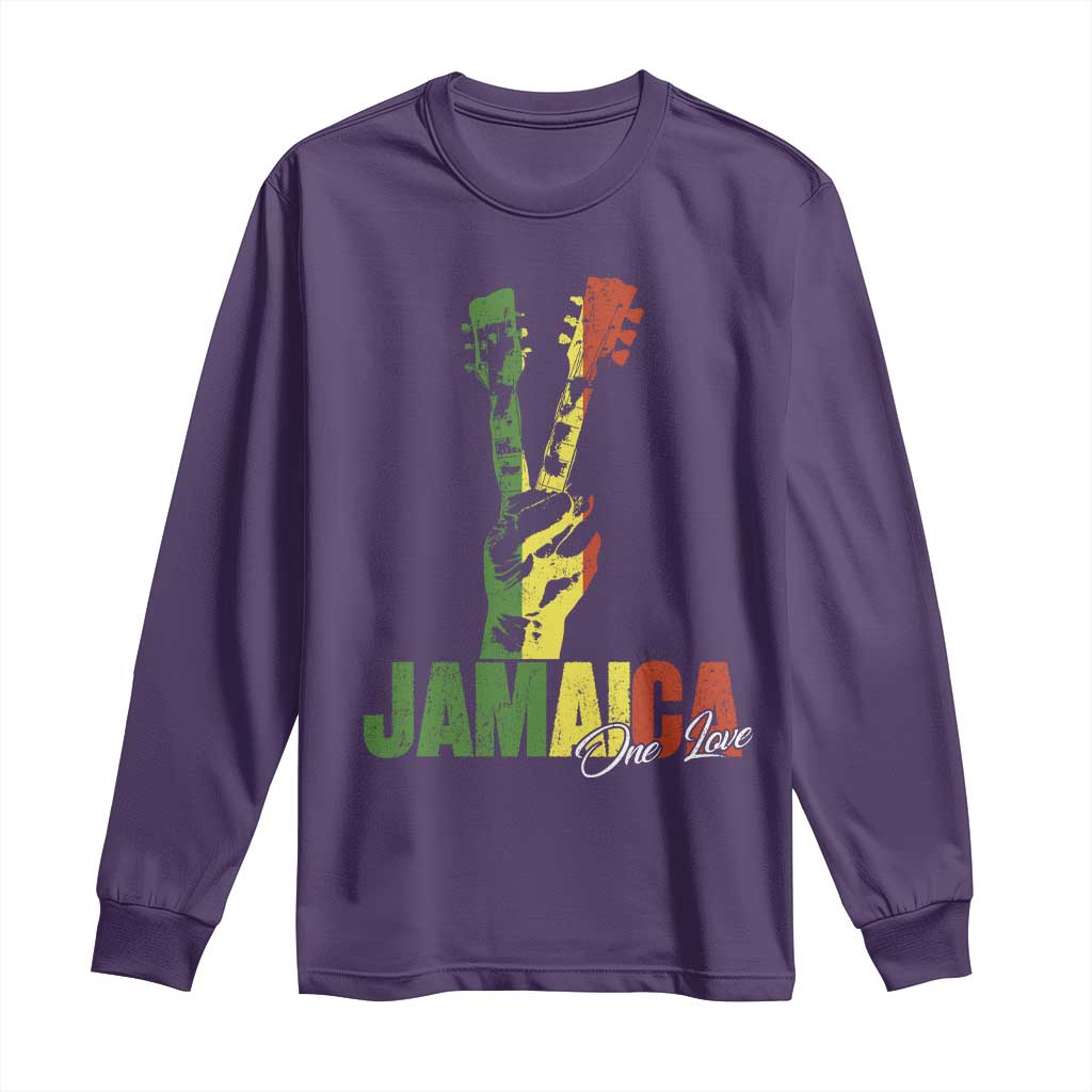 Jamaica One Love Reggae Music Long Sleeve Shirt Rasta Peace Hand Guitar - Wonder Print Shop