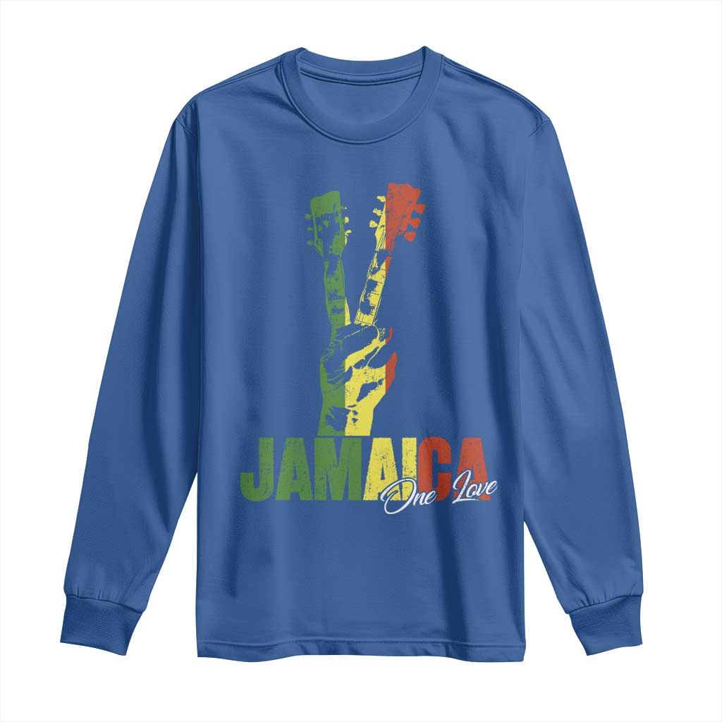Jamaica One Love Reggae Music Long Sleeve Shirt Rasta Peace Hand Guitar - Wonder Print Shop
