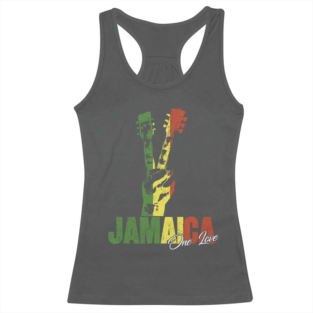 Jamaica One Love Reggae Music Racerback Tank Top Rasta Peace Hand Guitar - Wonder Print Shop