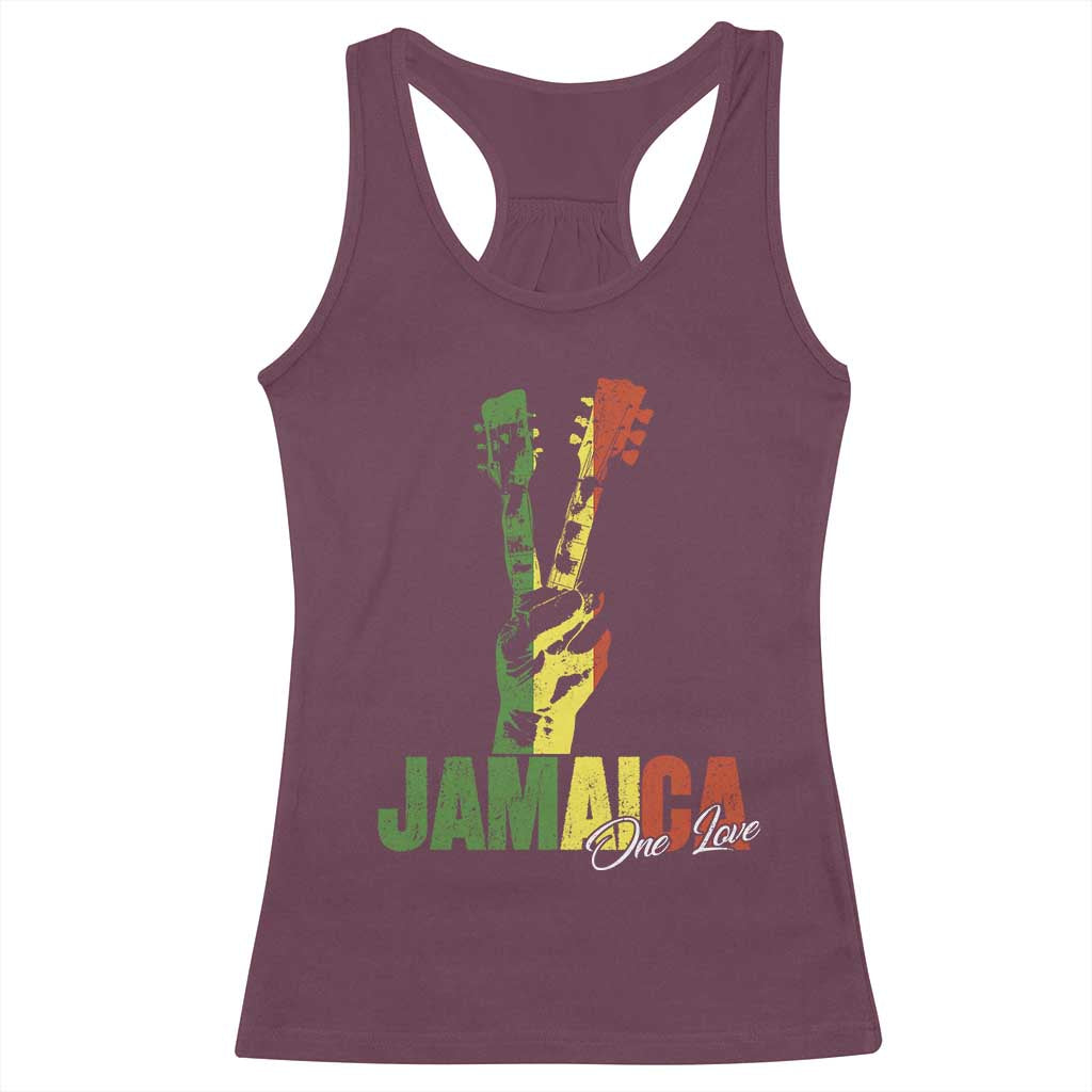 Jamaica One Love Reggae Music Racerback Tank Top Rasta Peace Hand Guitar - Wonder Print Shop