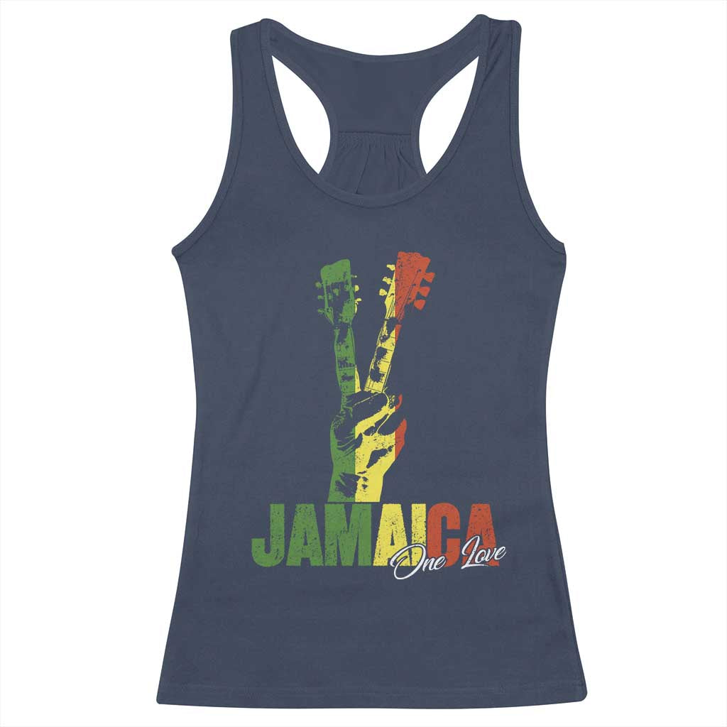 Jamaica One Love Reggae Music Racerback Tank Top Rasta Peace Hand Guitar - Wonder Print Shop