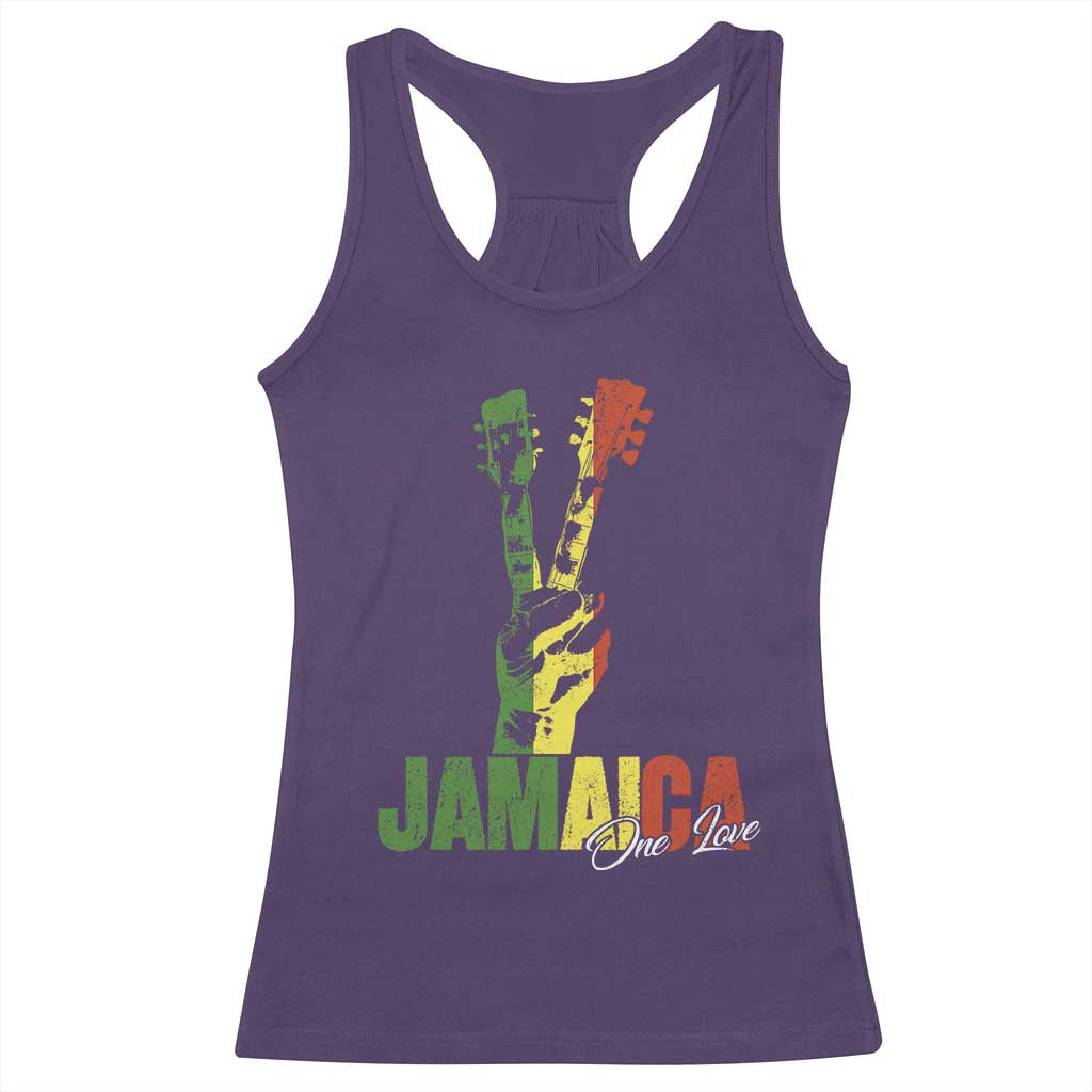 Jamaica One Love Reggae Music Racerback Tank Top Rasta Peace Hand Guitar - Wonder Print Shop