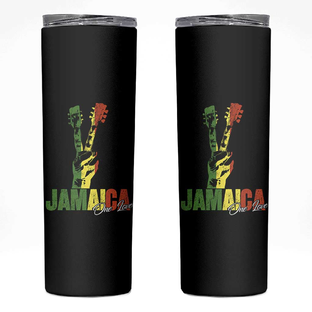 Jamaica One Love Reggae Music Skinny Tumbler Rasta Peace Hand Guitar - Wonder Print Shop