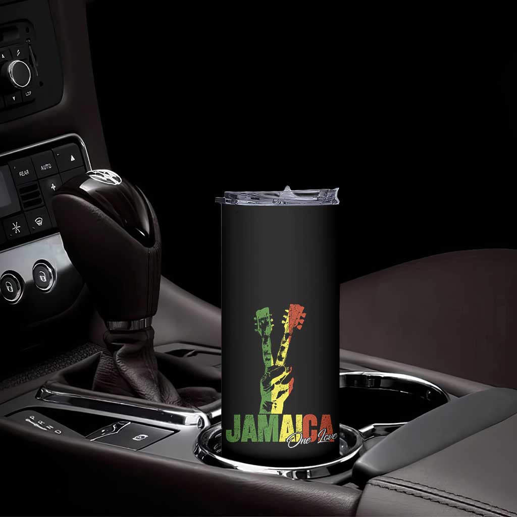 Jamaica One Love Reggae Music Skinny Tumbler Rasta Peace Hand Guitar - Wonder Print Shop