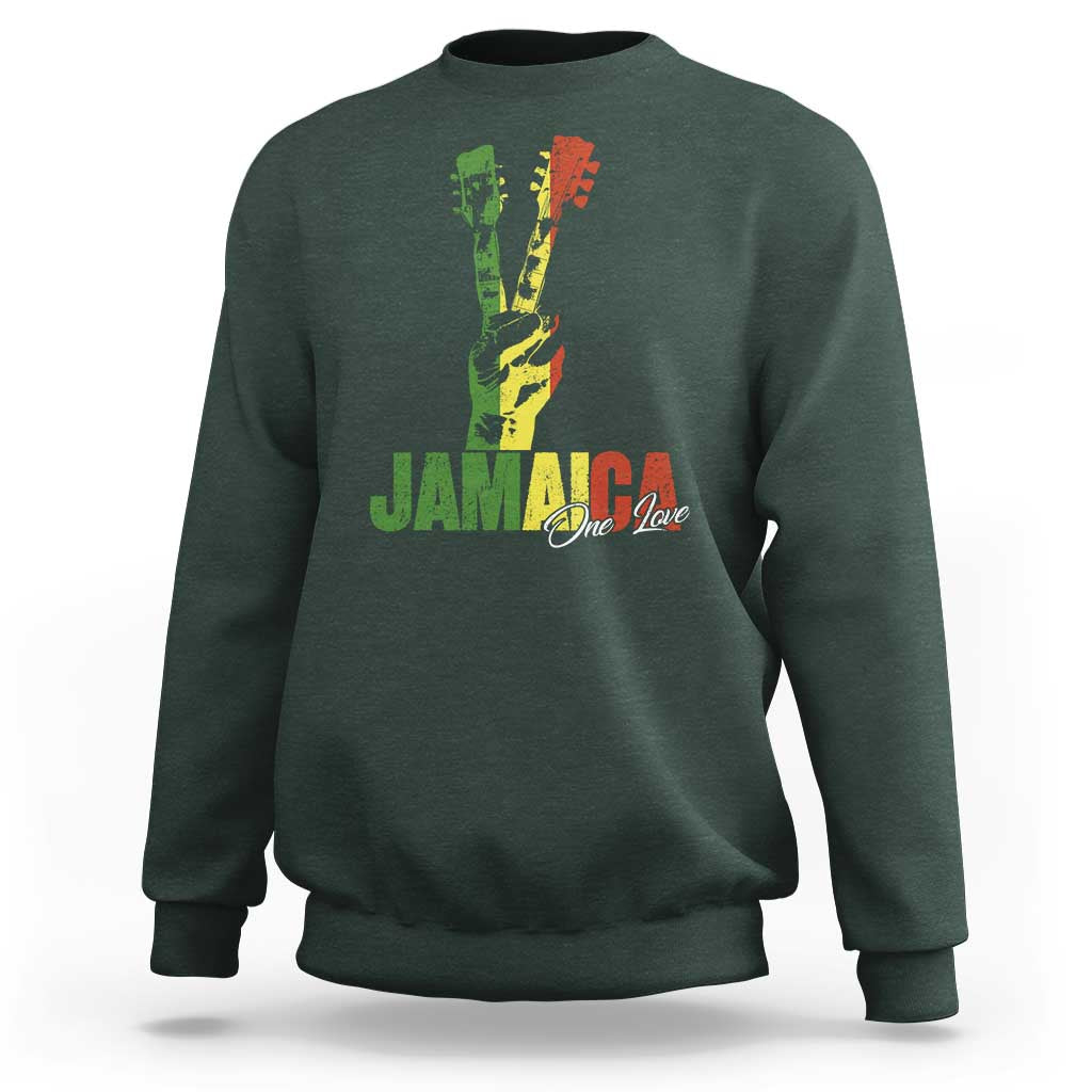 Jamaica One Love Reggae Music Sweatshirt Rasta Peace Hand Guitar - Wonder Print Shop