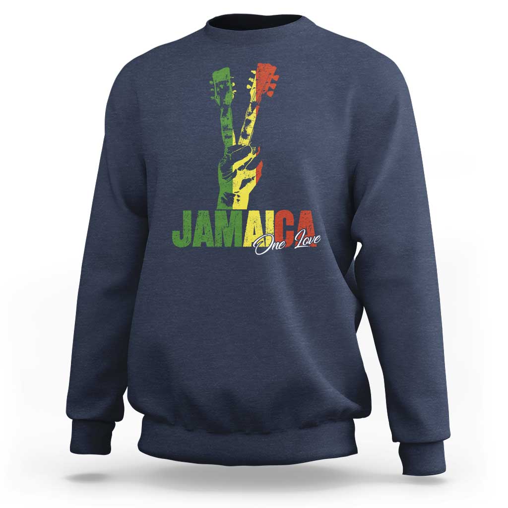 Jamaica One Love Reggae Music Sweatshirt Rasta Peace Hand Guitar - Wonder Print Shop