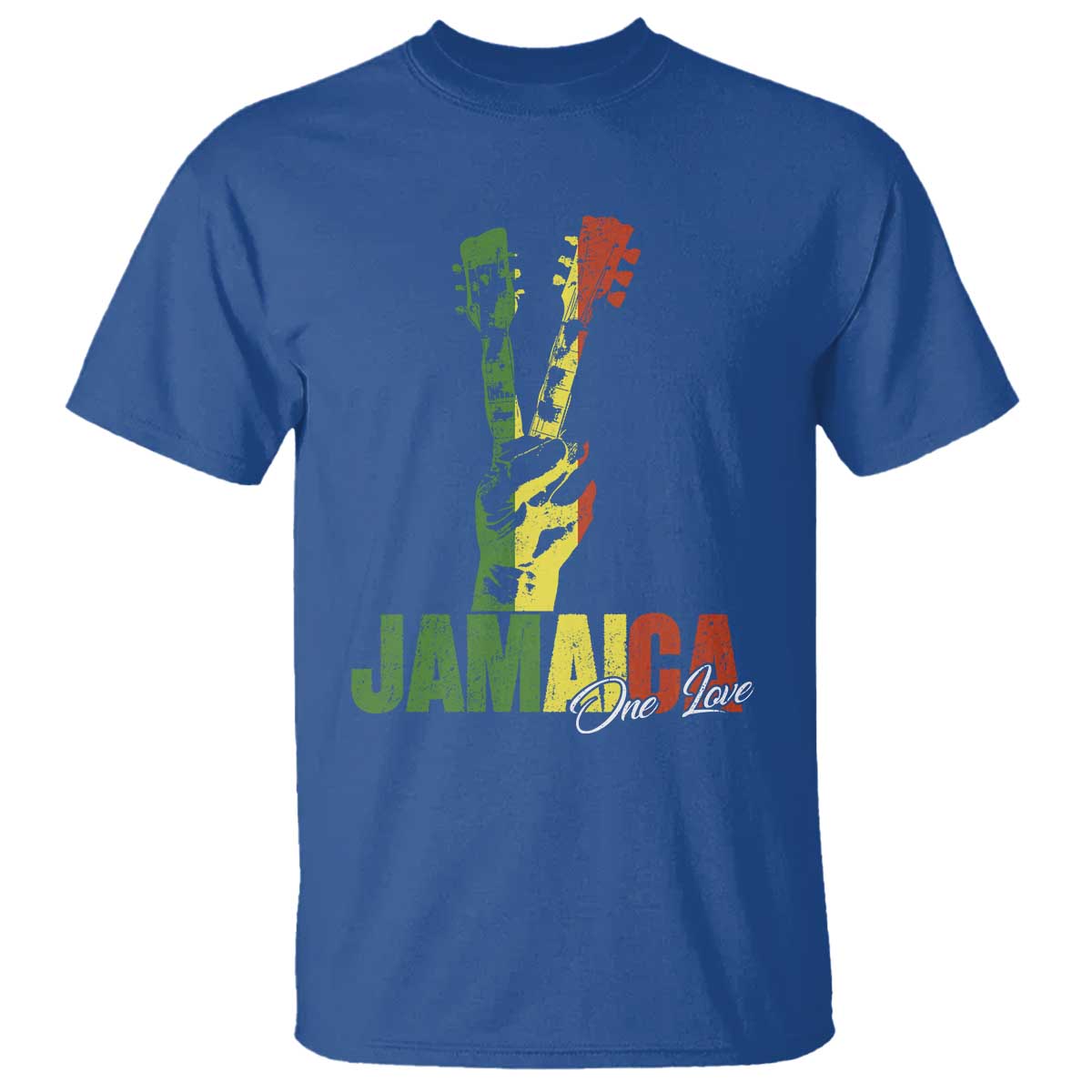 Jamaica One Love Reggae Music T Shirt Rasta Peace Hand Guitar - Wonder Print Shop