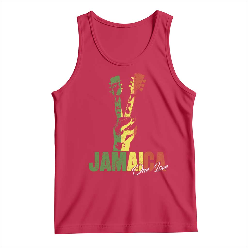 Jamaica One Love Reggae Music Tank Top Rasta Peace Hand Guitar - Wonder Print Shop