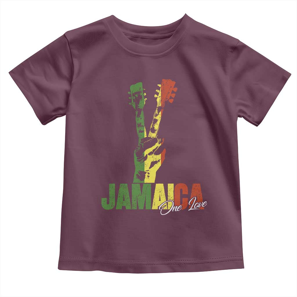 Jamaica One Love Reggae Music Toddler T Shirt Rasta Peace Hand Guitar - Wonder Print Shop