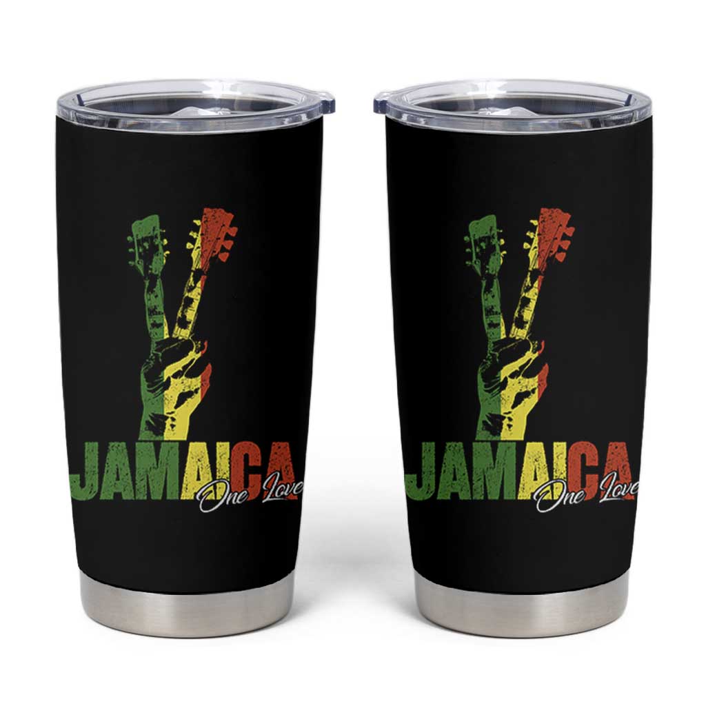 Jamaica One Love Reggae Music Tumbler Cup Rasta Peace Hand Guitar - Wonder Print Shop