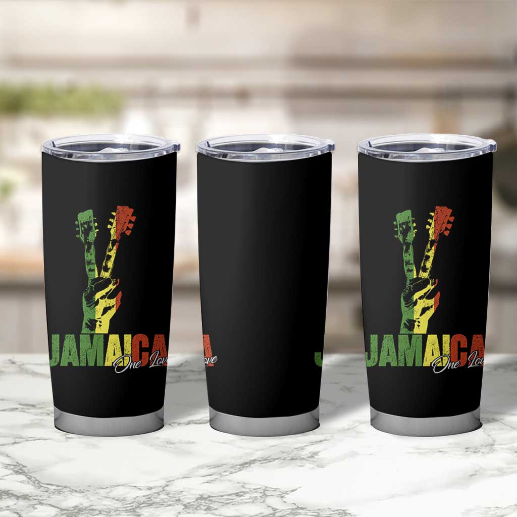 Jamaica One Love Reggae Music Tumbler Cup Rasta Peace Hand Guitar - Wonder Print Shop