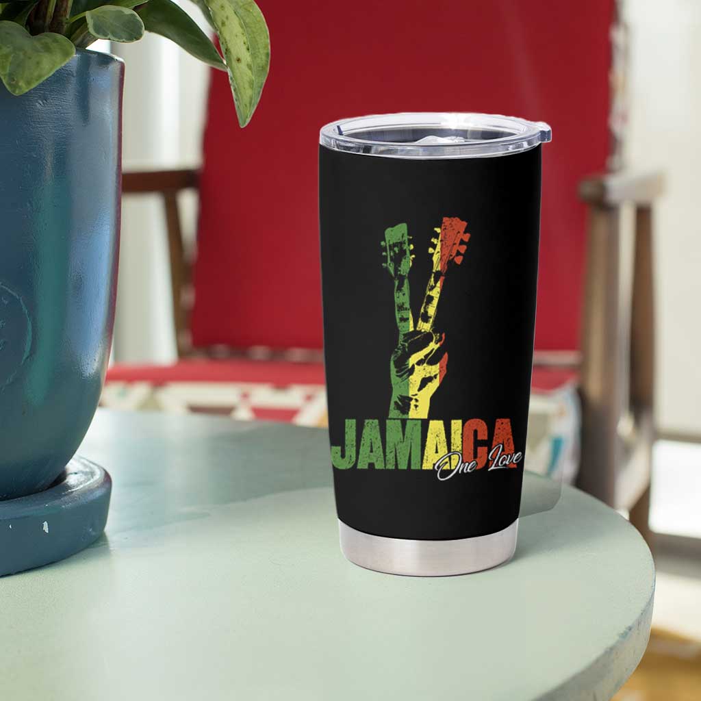 Jamaica One Love Reggae Music Tumbler Cup Rasta Peace Hand Guitar - Wonder Print Shop
