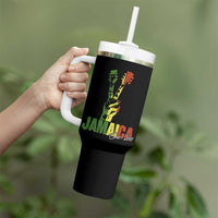 Jamaica One Love Reggae Music Tumbler With Handle Rasta Peace Hand Guitar - Wonder Print Shop
