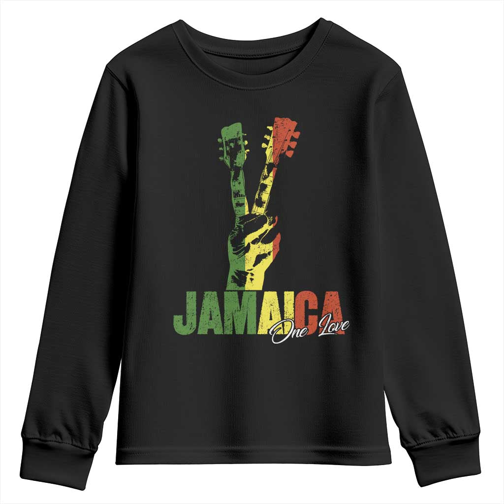 Jamaica One Love Reggae Music Youth Sweatshirt Rasta Peace Hand Guitar - Wonder Print Shop