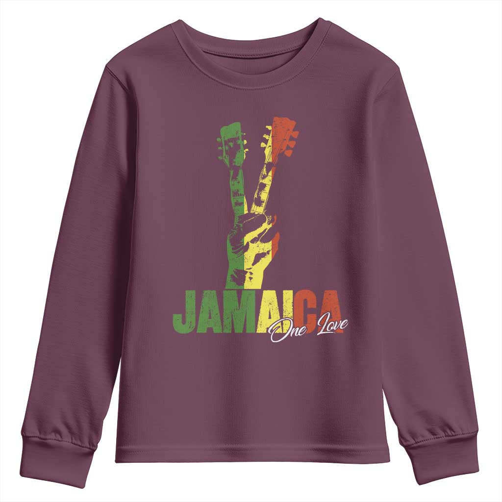Jamaica One Love Reggae Music Youth Sweatshirt Rasta Peace Hand Guitar - Wonder Print Shop