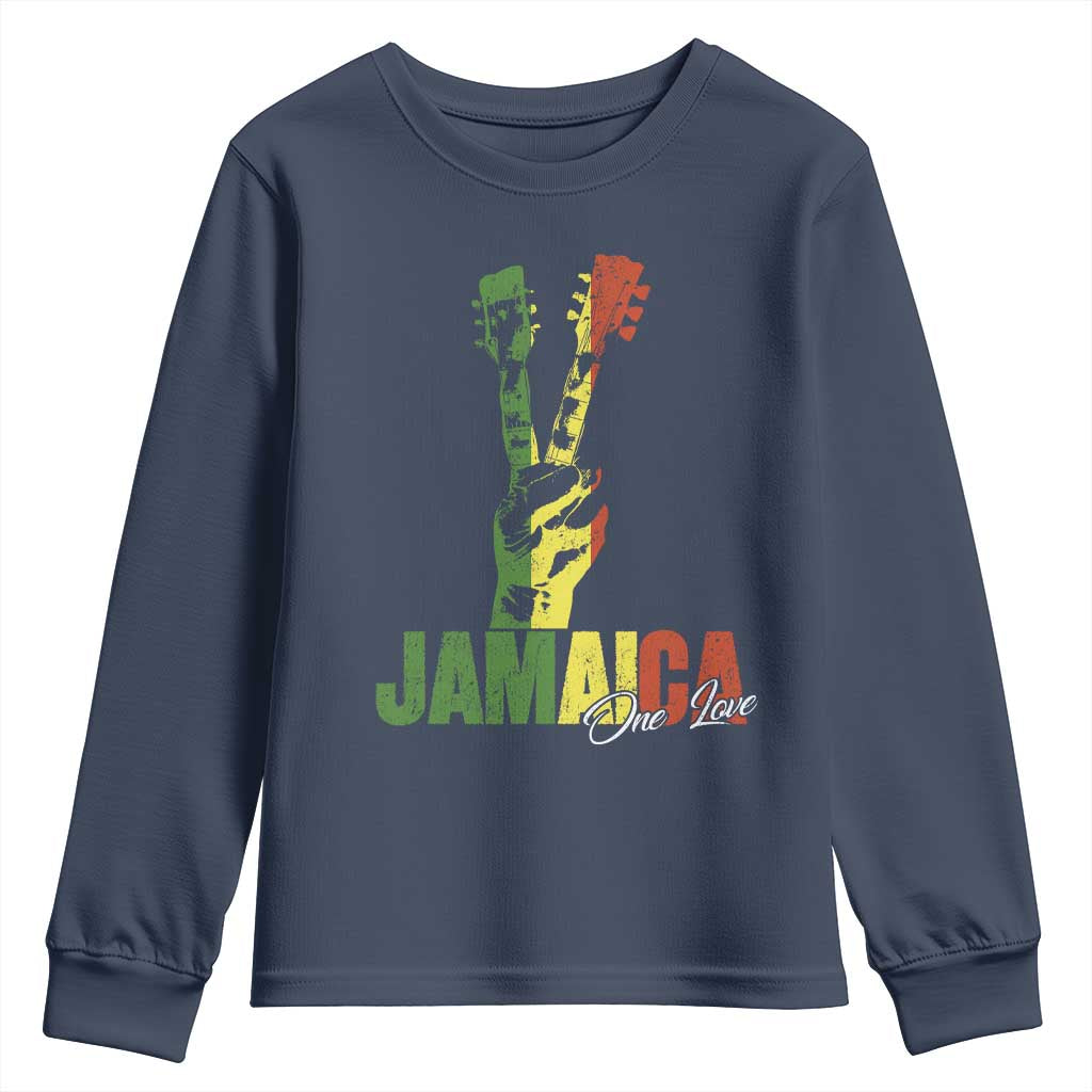 Jamaica One Love Reggae Music Youth Sweatshirt Rasta Peace Hand Guitar - Wonder Print Shop