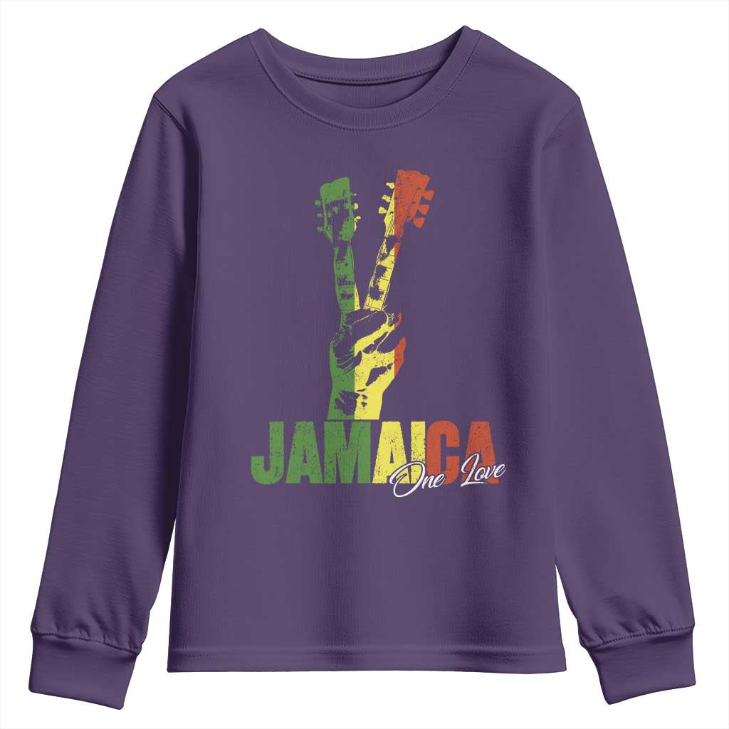 Jamaica One Love Reggae Music Youth Sweatshirt Rasta Peace Hand Guitar - Wonder Print Shop