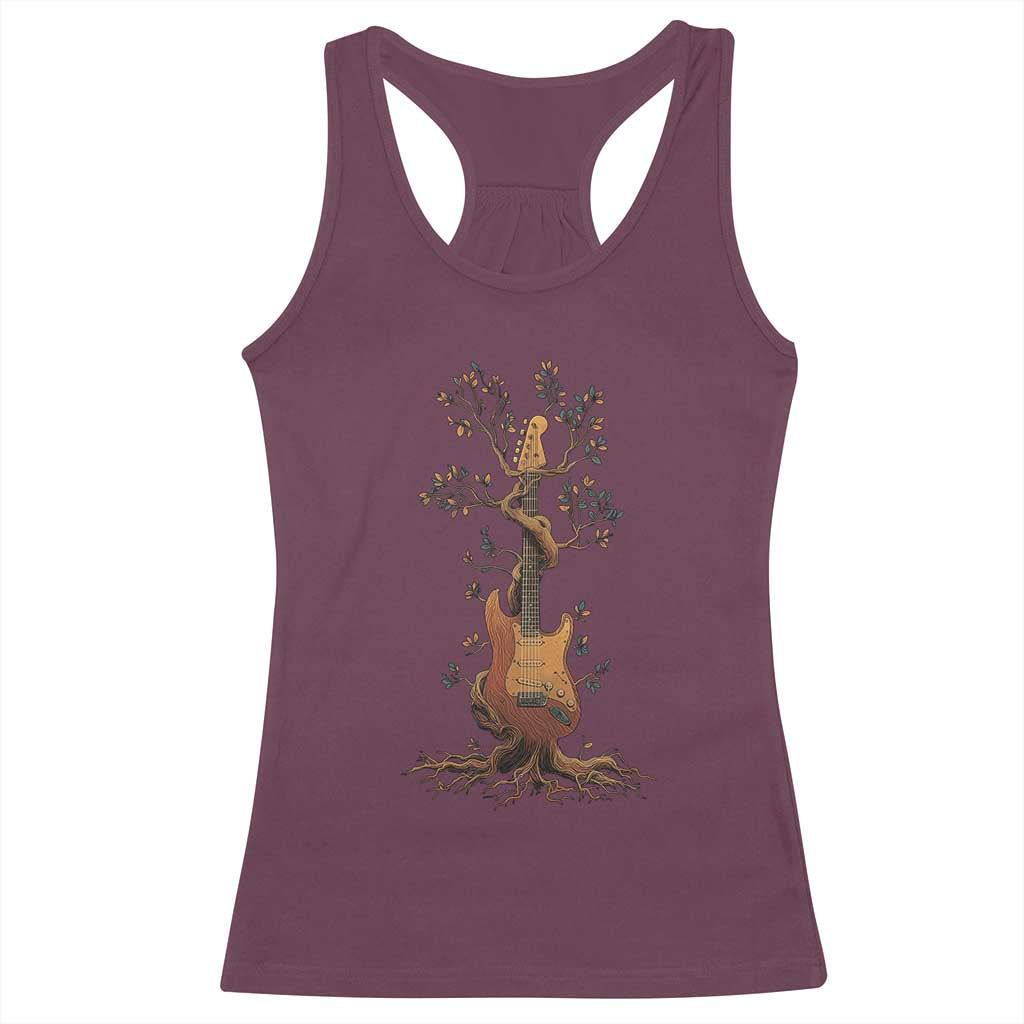 Nature Guitar Tree of Life Guitarist Artistic Roots Racerback Tank Top - Wonder Print Shop
