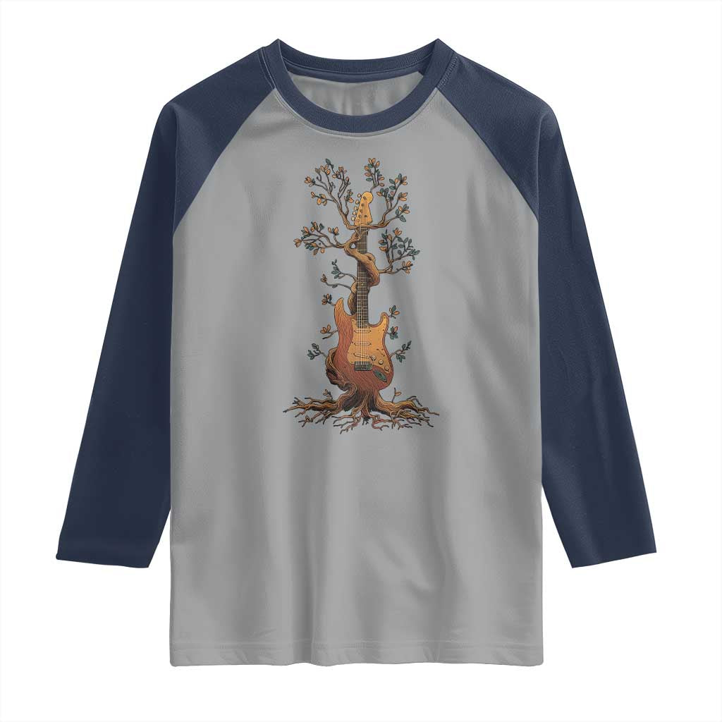 Nature Guitar Tree of Life Guitarist Artistic Roots Raglan Shirt - Wonder Print Shop