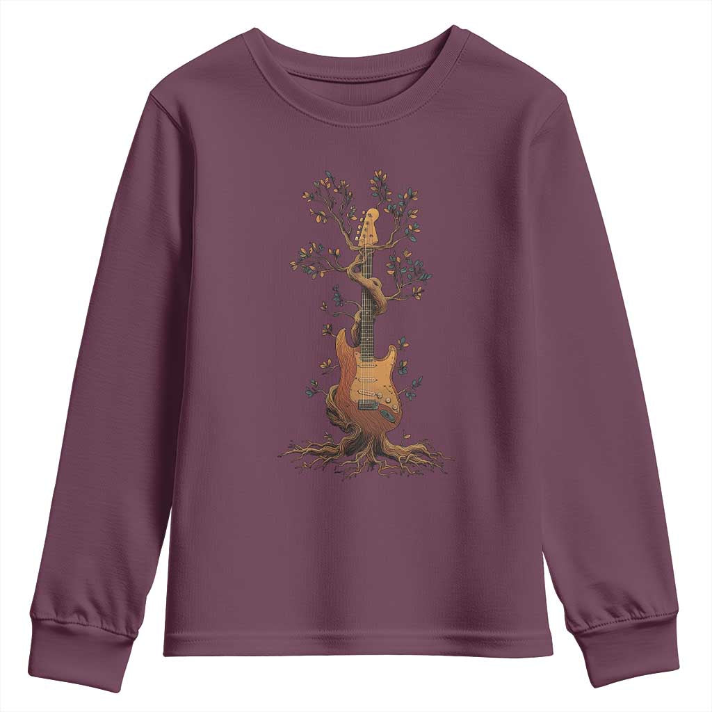 Nature Guitar Tree of Life Guitarist Artistic Roots Youth Sweatshirt - Wonder Print Shop