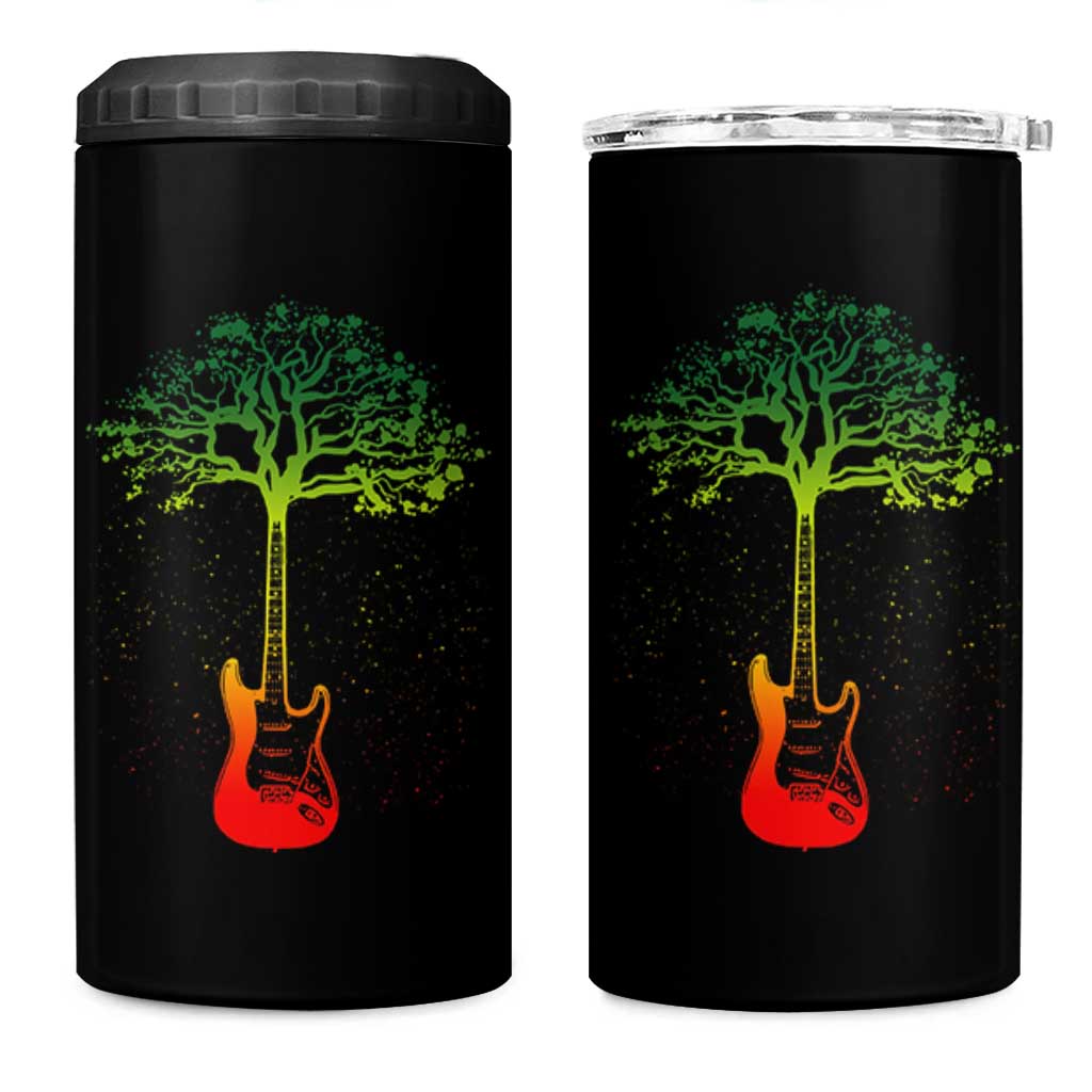 Reggae Music Guitar Rastafarian Roots Rasta Jamaican 4 in 1 Can Cooler Tumbler - Wonder Print Shop