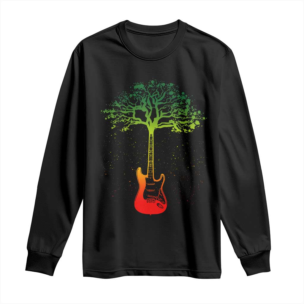 Reggae Music Guitar Rastafarian Roots Rasta Jamaican Long Sleeve Shirt - Wonder Print Shop