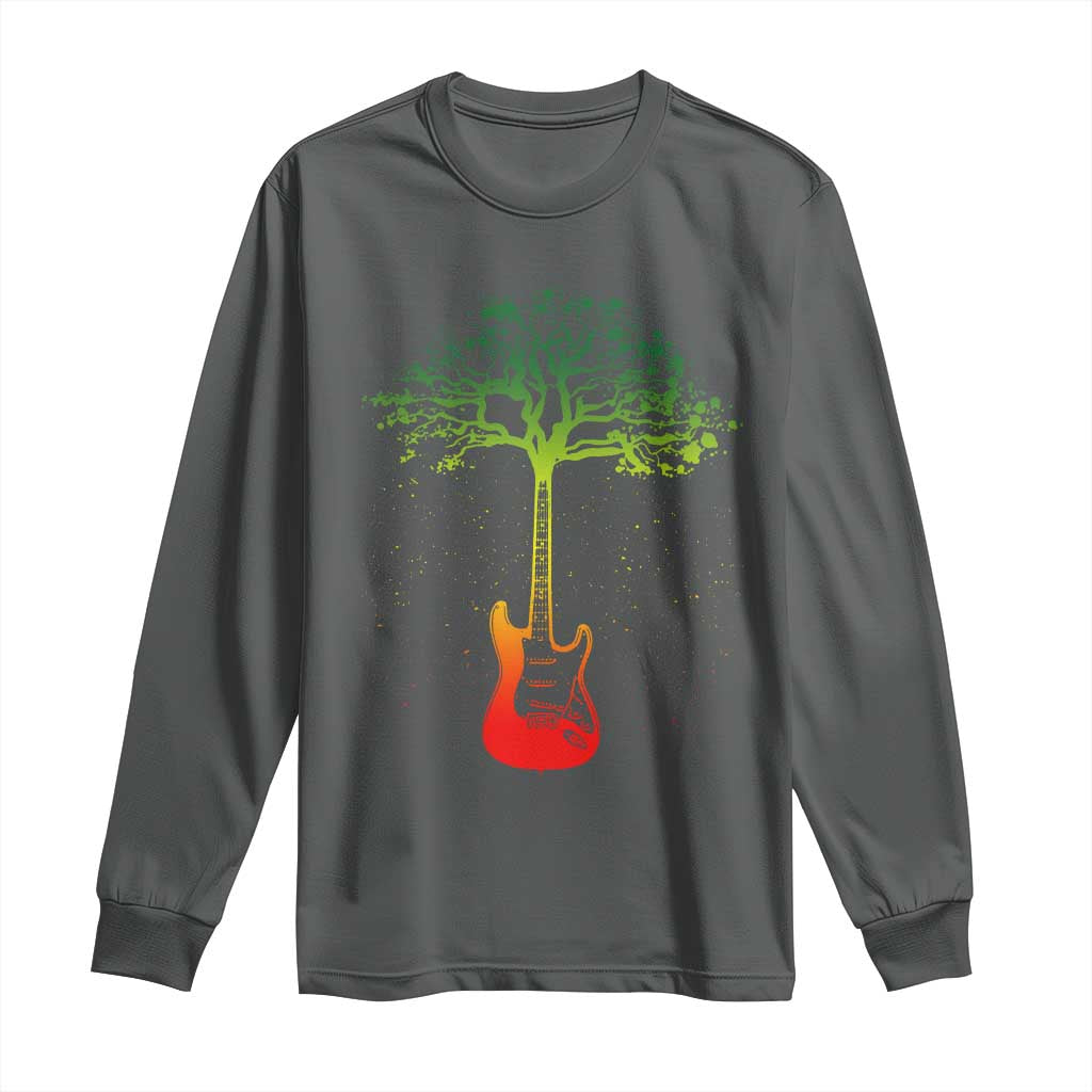 Reggae Music Guitar Rastafarian Roots Rasta Jamaican Long Sleeve Shirt - Wonder Print Shop