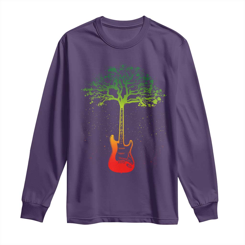 Reggae Music Guitar Rastafarian Roots Rasta Jamaican Long Sleeve Shirt - Wonder Print Shop