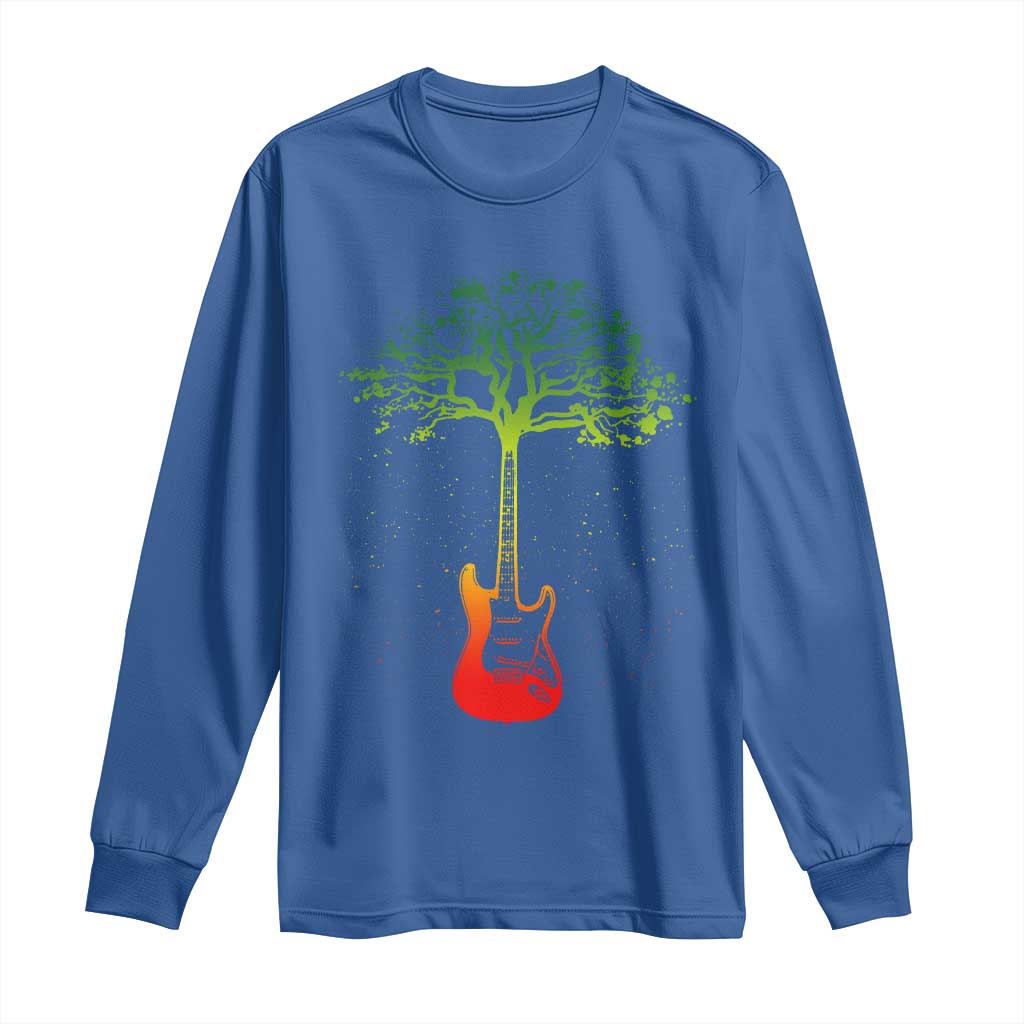 Reggae Music Guitar Rastafarian Roots Rasta Jamaican Long Sleeve Shirt - Wonder Print Shop