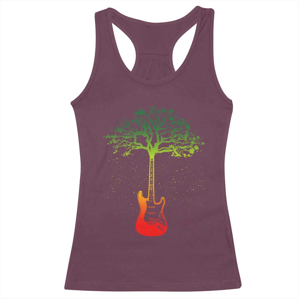 Reggae Music Guitar Rastafarian Roots Rasta Jamaican Racerback Tank Top - Wonder Print Shop
