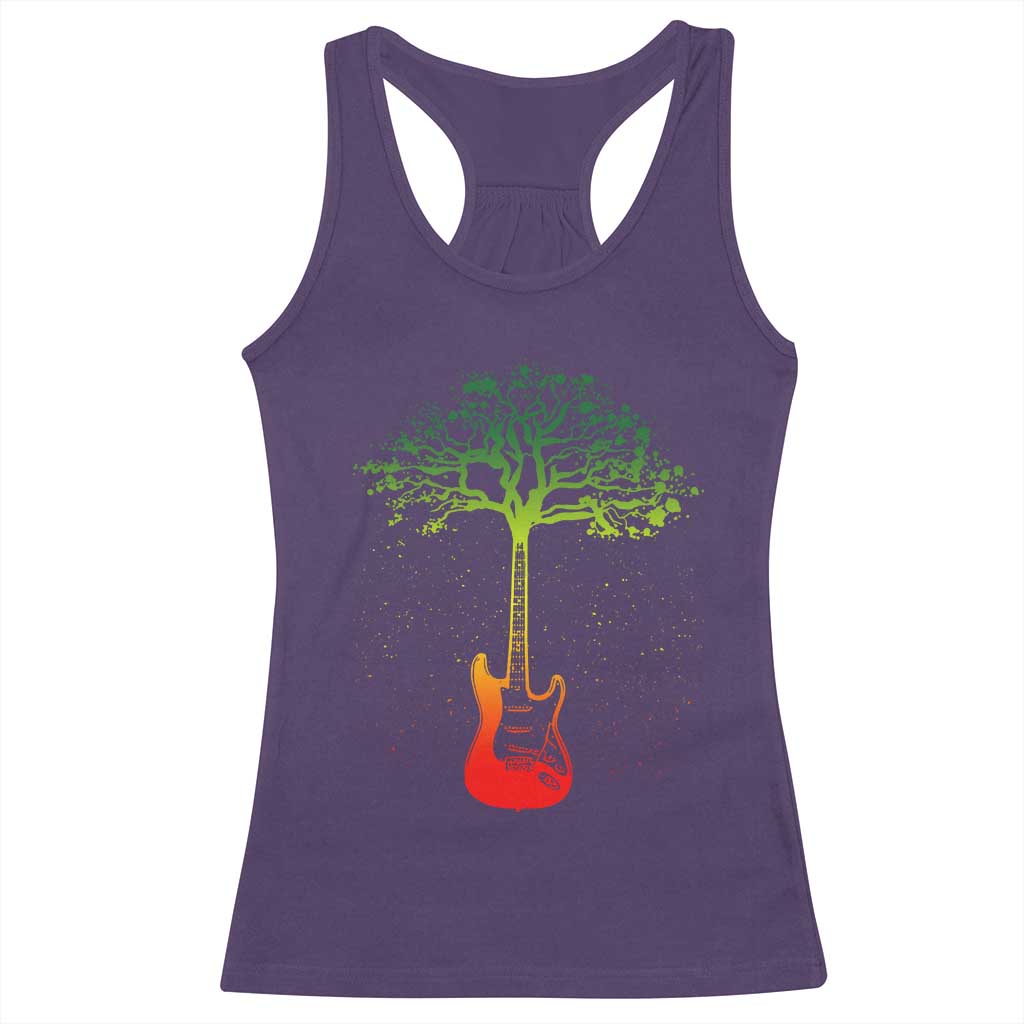Reggae Music Guitar Rastafarian Roots Rasta Jamaican Racerback Tank Top - Wonder Print Shop