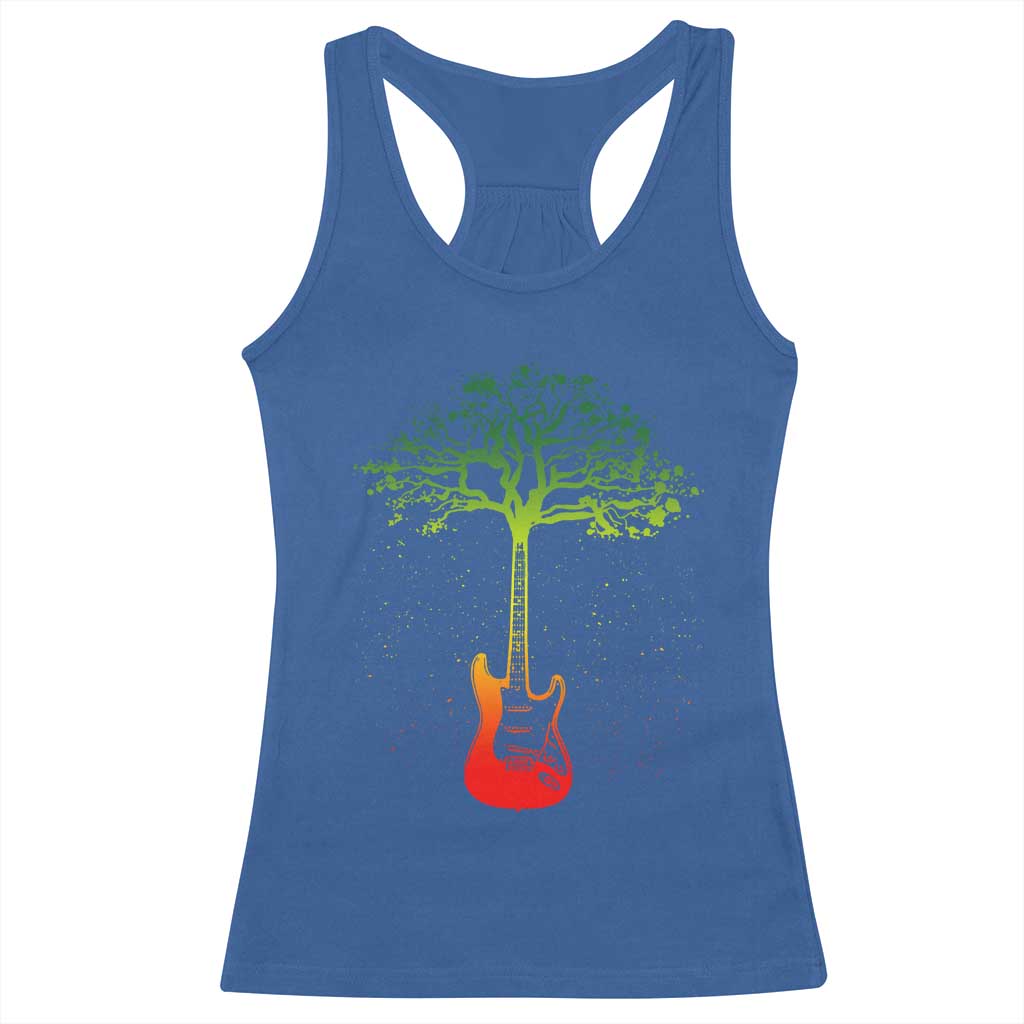 Reggae Music Guitar Rastafarian Roots Rasta Jamaican Racerback Tank Top - Wonder Print Shop